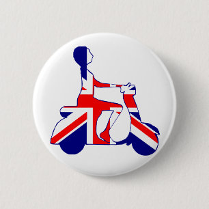 Union Jack scooter girl 6 Cm Round Badge