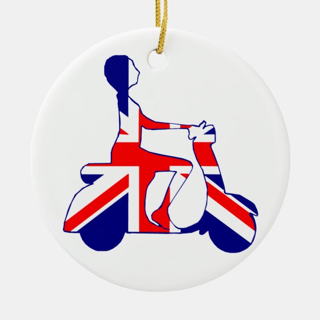 Union Jack scooter girl Ceramic Ornament (Front)