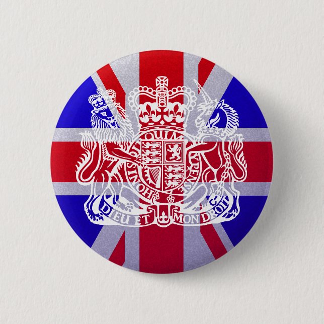 Union Jack & Seal 6 Cm Round Badge (Front)