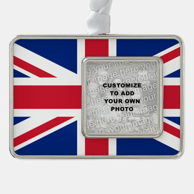 Union Jack Silver Plated Framed Ornament (Front)