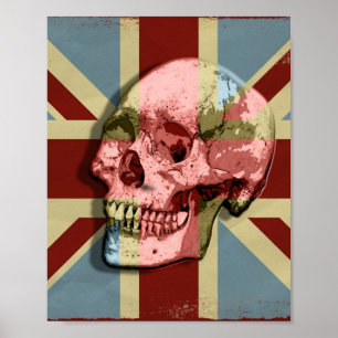 Union Jack Smiling Skull  Modern Wall Art Poster