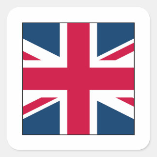 Union Jack Square Sticker with Transparent Border