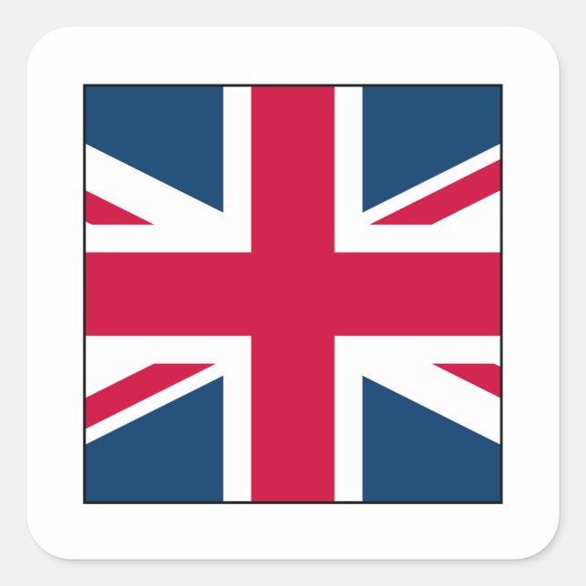 Union Jack Square Sticker with Transparent Border (Front)