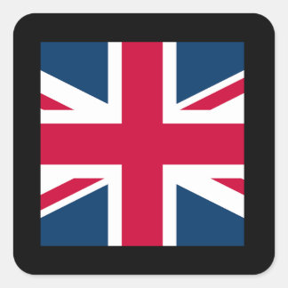 Union Jack Sticker Square with Black Border