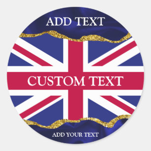 Union Jack Stickers Personalized Navy and Gold Art