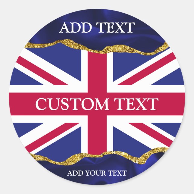 Union Jack Stickers Personalized Navy and Gold Art (Front)