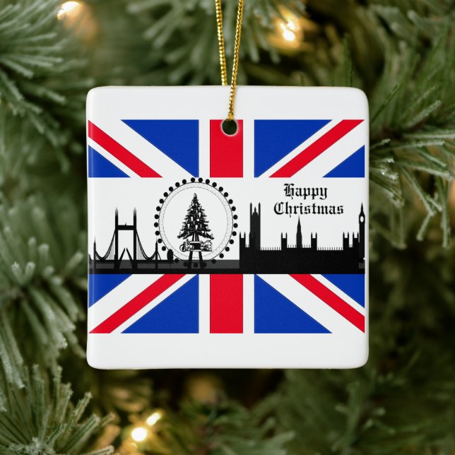 Union Jack Theme London Christmas Ornament (Tree)