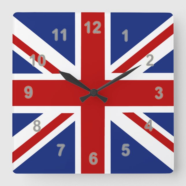 Union Jack Time Square Wall Clock (Front)