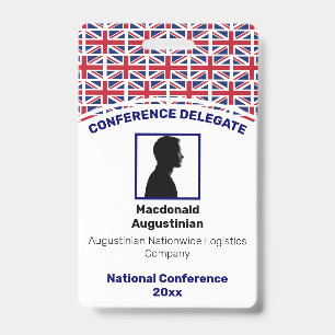 UNION JACK UK FLAG Customised Logo Photo ID Name Badge