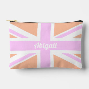 Union Jack / UK Flag in Girly Pink & Orange Accessory Pouch