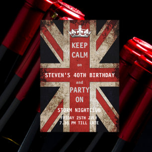 Union Jack UK Flag Male's Birthday Party Invitation