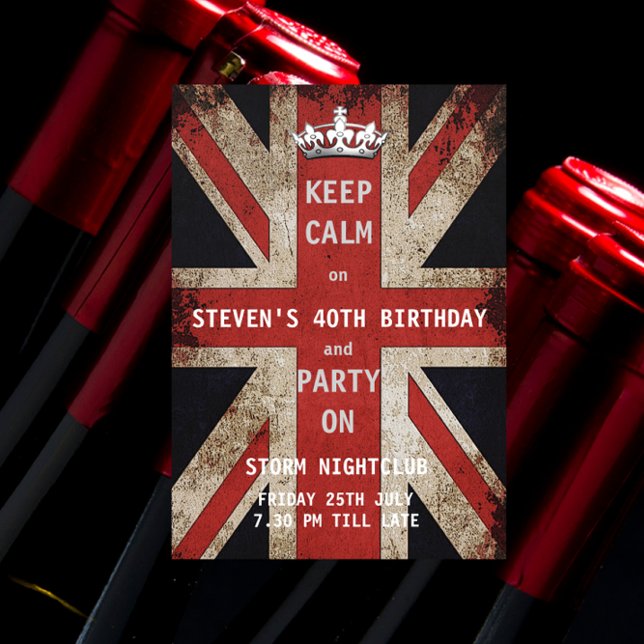Union Jack UK Flag Male's Birthday Party Invitation (Creator Uploaded)