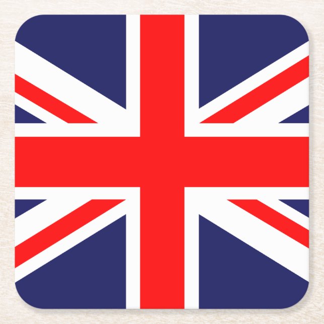 Union Jack - UK Flag Square Paper Coaster (Front)