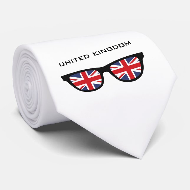 Union Jack UK Shades custom text & colour tie (Rolled)