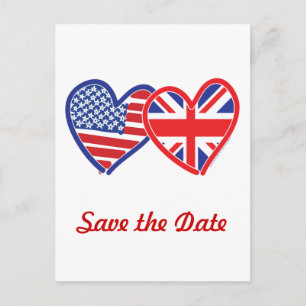 Union Jack/USA Save the Date Announcement Postcard