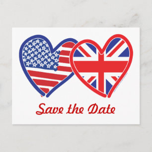 Union Jack/USA Save the Date Announcement Postcard