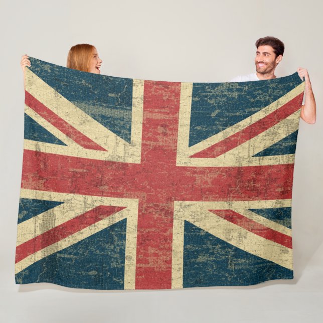 Union Jack Vintage Distressed Fleece Blanket (In Situ)