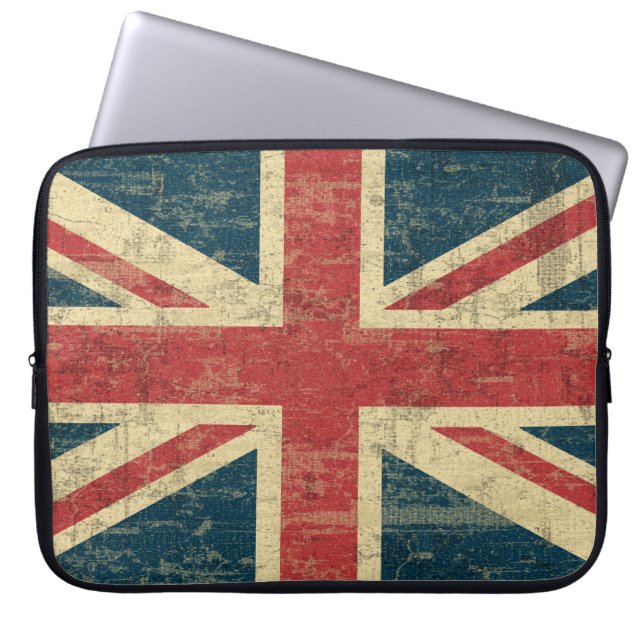 Union Jack Vintage Distressed Laptop Sleeve (Front)