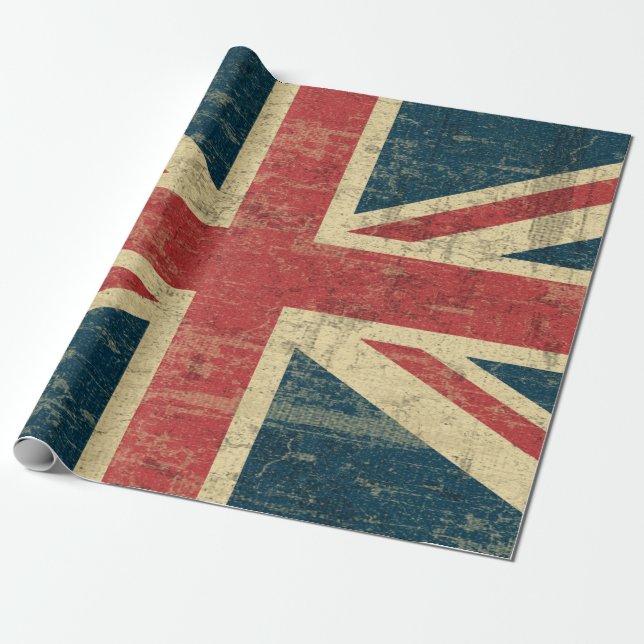 Union Jack Vintage Distressed Wrapping Paper (Unrolled)