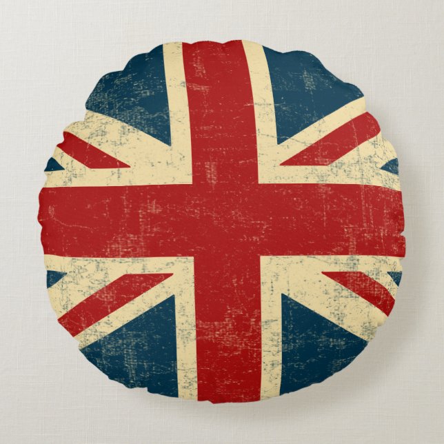 Union Jack Vintage Faded Round Cushion (Front)