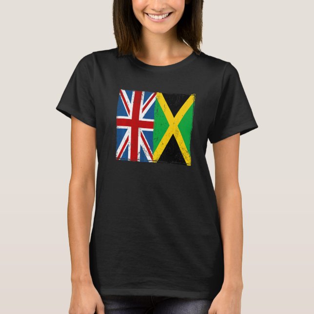 Union Jack With Jamaican Flag & British Caribbean T-Shirt (Front)