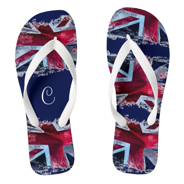 Union Jack with Monogram Thongs (Footbed)