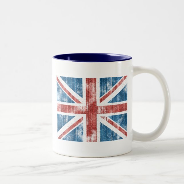 Union Jack worn Two-Tone Coffee Mug (Right)