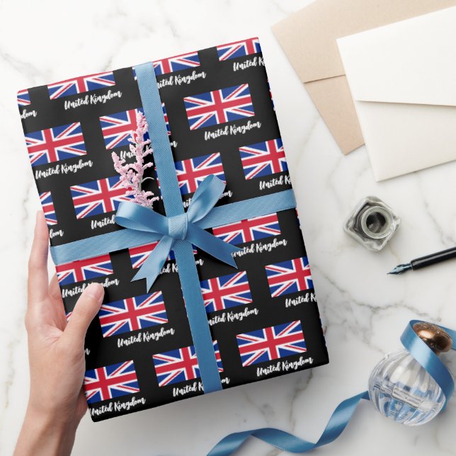 Union Jack Wrapping Paper, British Flag, UK Black Paper (Gifting)