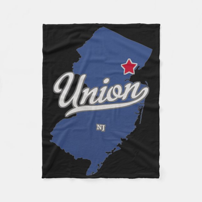 Union New Jersey Nj Map  Fleece Blanket (Front)