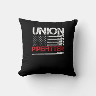 Union Pipefitter Union Strong USA American Flag St Cushion