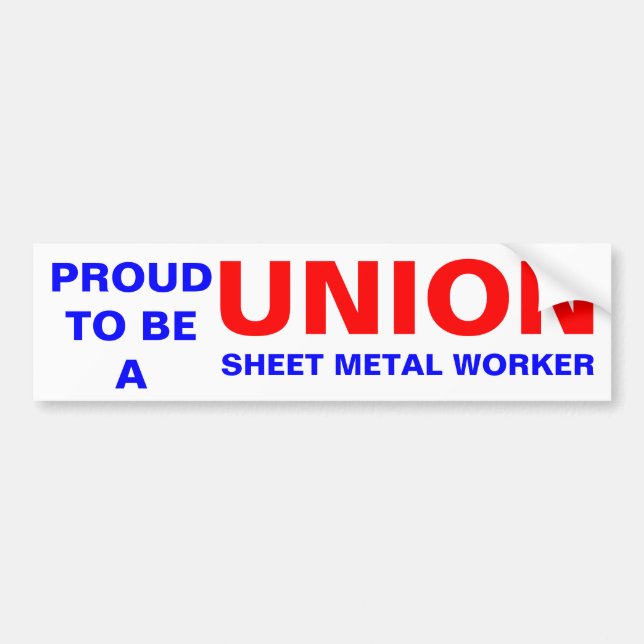 UNION SHEET METAL WORKER BUMPER STICKER (Front)