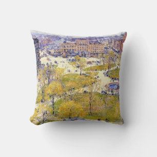 Union Square in Spring by Frederick Childe Hassam Cushion