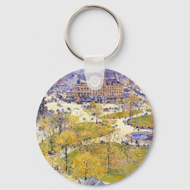 Union Square in Spring by Frederick Childe Hassam Key Ring (Front)