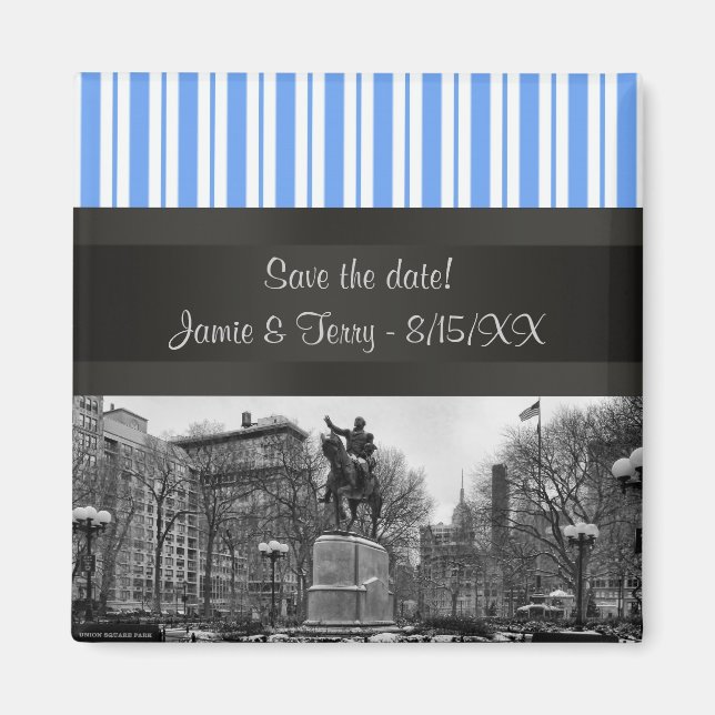 Union Square NYC in Winter BW 01 Save the Date Magnet (Front)