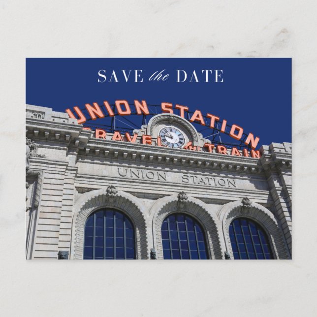 Union Station Chicago Wedding Save the Date Announcement Postcard (Front)