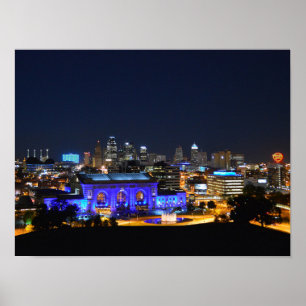 Union Station in Blue, Kansas City (16x12) Poster