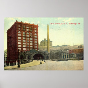 Union Station, Pittsburgh PA 1910 Vintage Poster