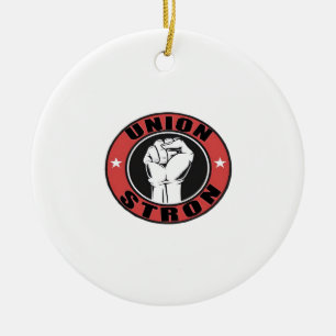 Union Strong American Flag Labour Day Ceramic Ornament
