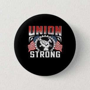 Union Strong American Flag Labour Day Essential 6 Cm Round Badge