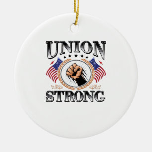 Union Strong American Flag Labour Day Viral Ceramic Ornament