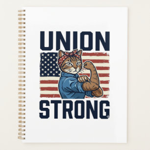 Union Strong Cat Worker Patriotic Vintage Shirt De Planner