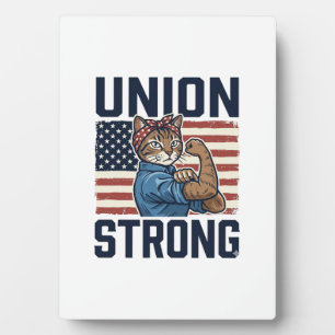 Union Strong Cat Worker Patriotic Vintage Shirt De Plaque
