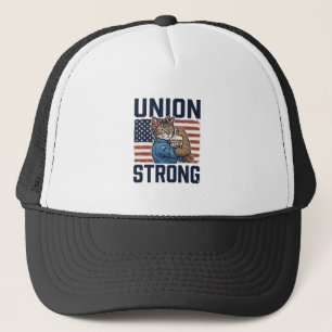 Union Strong Cat Worker Patriotic Vintage Shirt De Trucker Hat