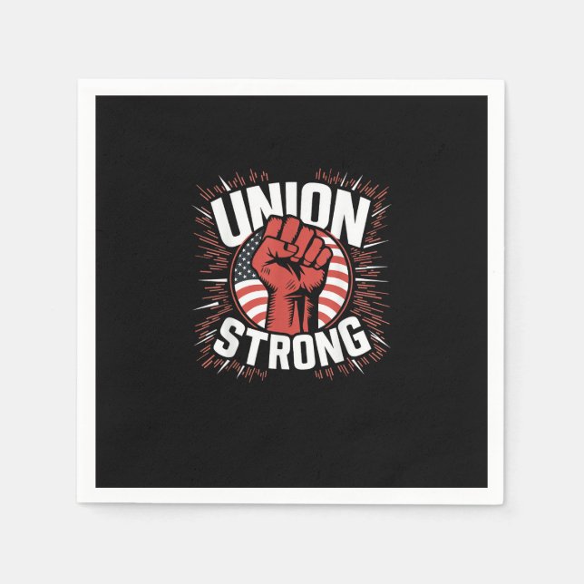 Union Strong For Professional Workers - Labour Day Napkin (Front)