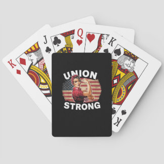 Union Strong - Labour Day Messy Bun USA Flag Playing Cards