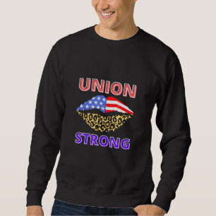 Union Strong Union Proud Labour Day Leopard Female Sweatshirt