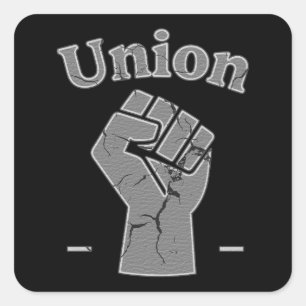 Union Strong Worker Fist Minimal Design Square Sticker