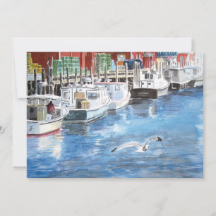 Union Wharf Portland, Maine Watercolor Invitation