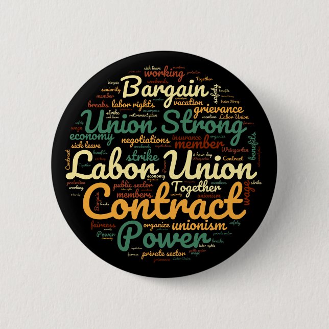 Union Word Cloud Circle 6 Cm Round Badge (Front)