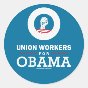 Union Workers for Obama Classic Round Sticker